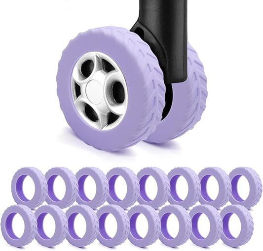 UMUST 16Pcs Luggage Wheel Covers,Silicone Cover for 2-2.4'' Suitcase Spinner Wheel, Upgrade Carry On Luggage Wheels Protector,Essential Travel Accessories (Purple)