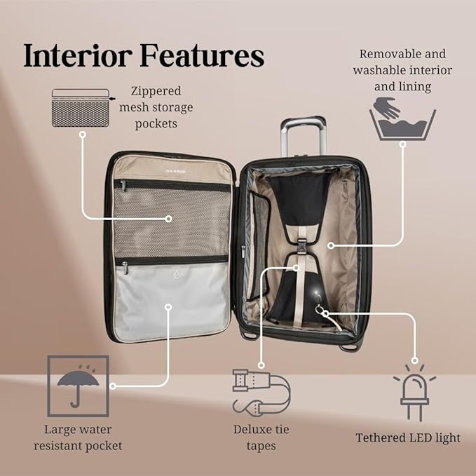 Ricardo Beverly Hills Flight Essentials Softside Expandable Carry-On Travel Luggage with Wheels, Durable Ballistic Nylon Fabric, Water and Stain Resistant, Men and Women, 22-Inch