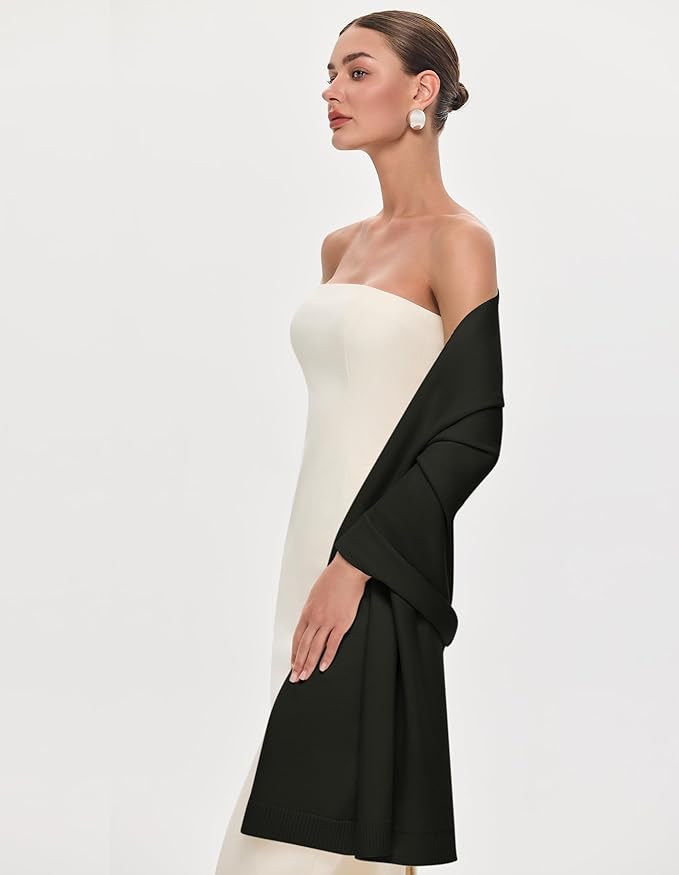PULI Women's Pashmina Shawl Wraps for Evening Dress Large Scarf Blanket Long Wedding Bridal Winter Warm Shoulder Wrap