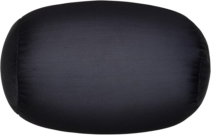 Squishy Microbead Neck Pillow, 7Inch x 12Inch Soft Travel Body Bed Pillow Bean Pillow for Kids Adult Chair Sleeping Car Seat, Fun Dormroom (Black)