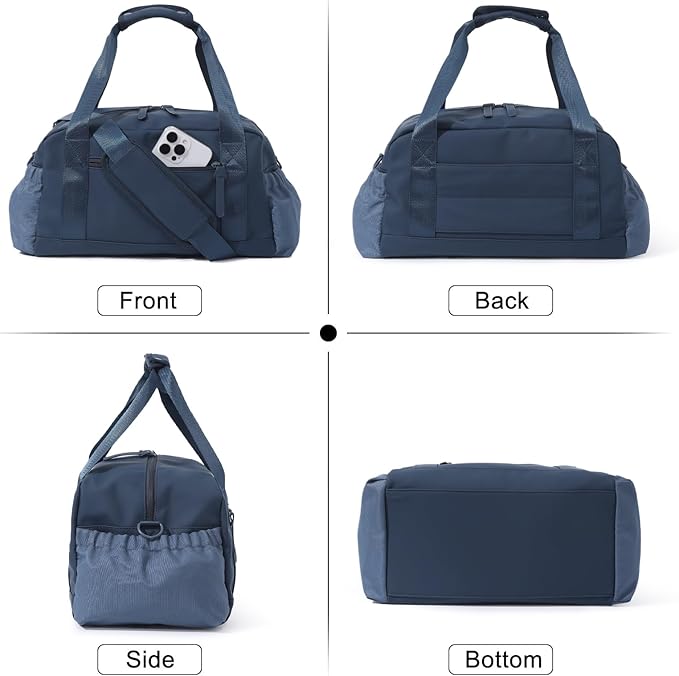 Small Gym Bag for Women, Mini Crossbody Gym Duffle Bag with Wet Compartment, Carry on Gym Tote Bag for Workout Dance Sport Travel (Medium-Blue)