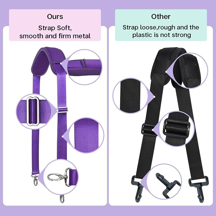 60 Inch Shoulder Strap with Removable Ultra-Thick Pad，Adjustable Buckles and Metal Hooks