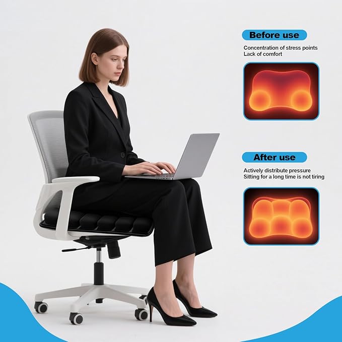 Travel Seat Cushion for Airplane – Inflatable 3D Air Cell Seat Cushions, Ergonomic Travel Cushion for Long Flights, Portable Seat Cushions Offer Support at Home, Work, Car, or in Transit