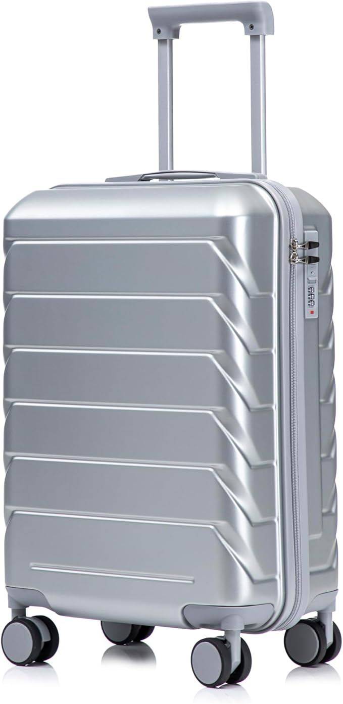 20 Inch ABS Hard Shell Travel Checked Luggage With Combination Lock, Sliver