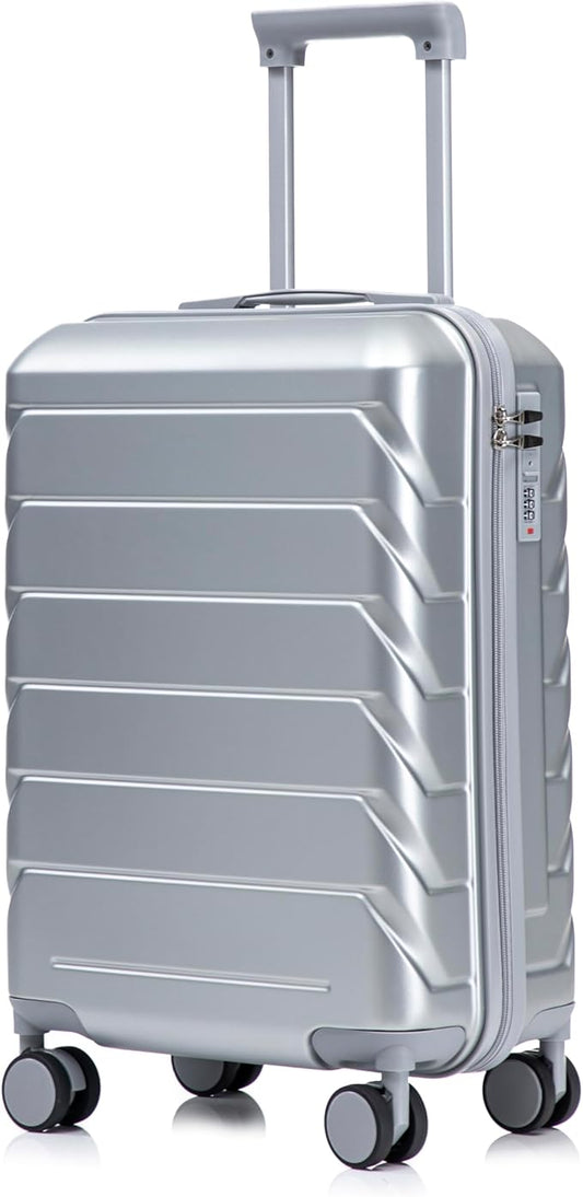 20 Inch ABS Hard Shell Travel Checked Luggage With Combination Lock, Sliver