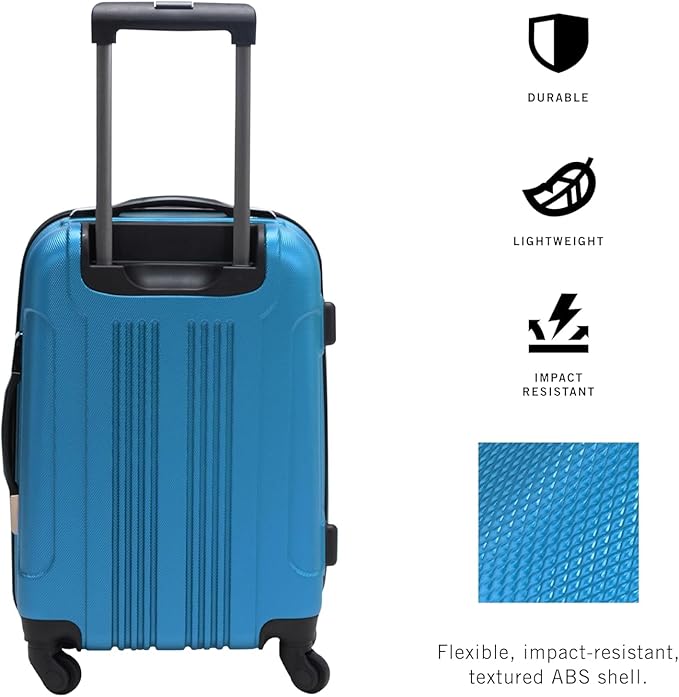 Kenneth Cole REACTION Out of Bounds Lightweight Hardshell 4-Wheel Spinner Luggage, Teal, 20-Inch Carry On