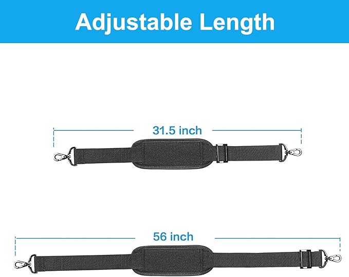 MOSISO 56 inch Shoulder Strap, Adjustable Thick Soft Universal Replacement Non-Slip Fit Padded with Metal Swivel Hooks for Laptop Shoulder Bag/Laptop Messenger Bag/Crossbody Bag, Space Gray