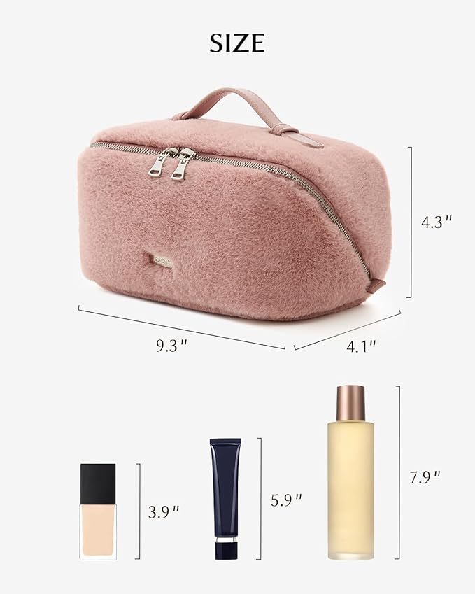 EACHY Travel Makeup Bag, Large Capacity Cosmetic Bag for Women, Waterproof PU Leather, Flat Open Portable Toiletry Bag for Skincare, Brushes & Travel Essentials
