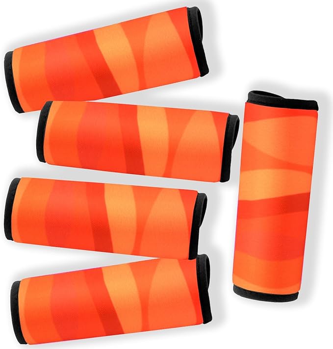 5 Pack Neoprene Luggage Handle Wraps for Suitcase Travel Luggage Tags/Identifiers/Marker/Grips (2.0 Version) (Orange)