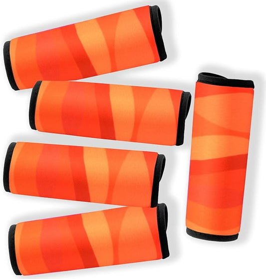5 Pack Neoprene Luggage Handle Wraps for Suitcase Travel Luggage Tags/Identifiers/Marker/Grips (2.0 Version) (Orange)