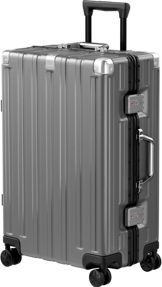 Krute Zipperless Luggage 24 Inch Aluminum Frame Suitcase with Spinner Wheels PC+ABS Hardide Checked Luggage TSA Approved