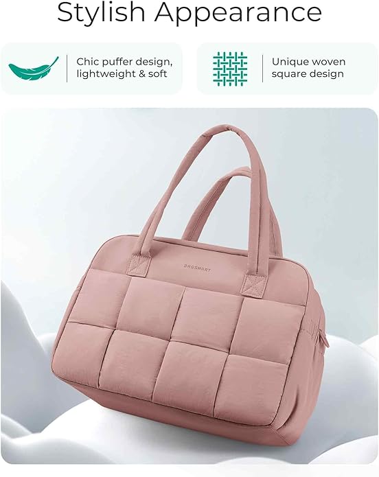 BAGSMART Gym Bag for Women, Personal Item Puffer Duffle Bag, Weekender Overnight Carry On Tote Handag for Travel