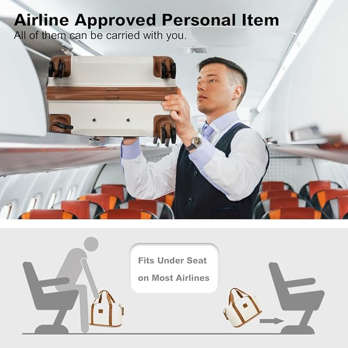 Kono Luggage Set 4 Piece Carry On Hardside Luggage with TSA Lock Spinner Wheels Lightweight PC+ABS Carry On Suitcase Cream White