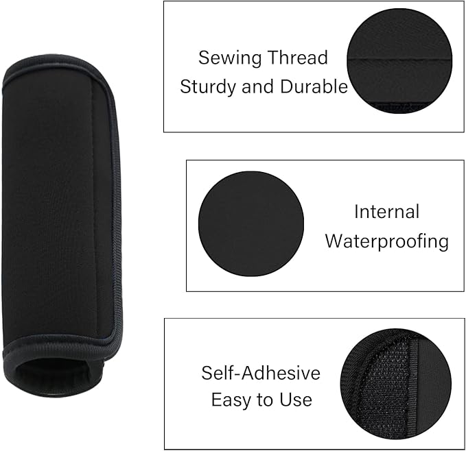 2 Pack Luggage Handle Wraps for Luggage Suitcase Travel Bags (Black)