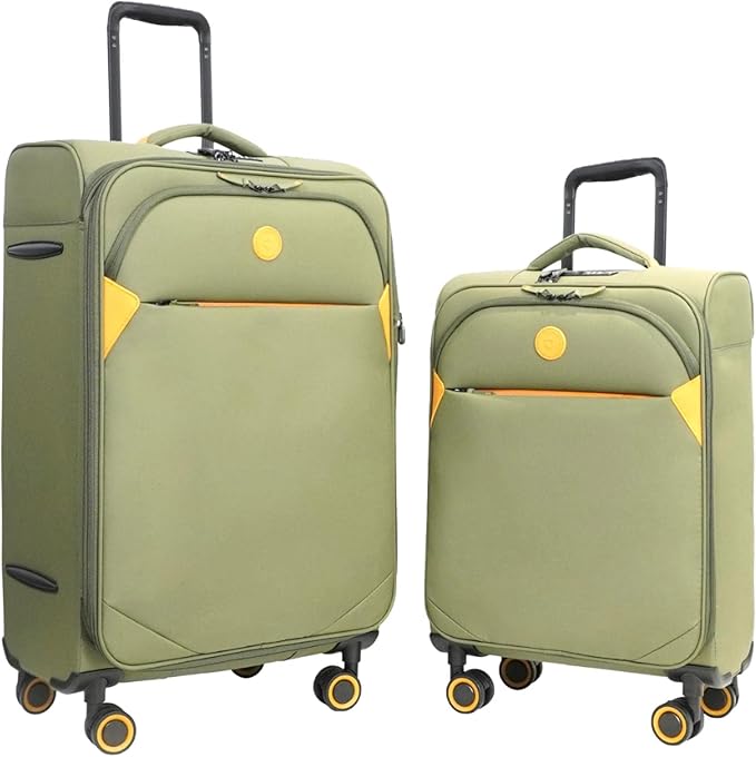Verage Cambridge Lightweight 2 Piece Luggage Sets,Softside Expandable Spinner Wheel Suitcase,Green,2-Piece Set(20/29)