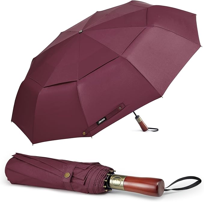 G4Free 54 Inch Large Compact Windproof Golf Umbrella for Rain Oversized Auto Open Close Folding Travel 10 Ribs Vented Double Canopy Umbrella for Women Men