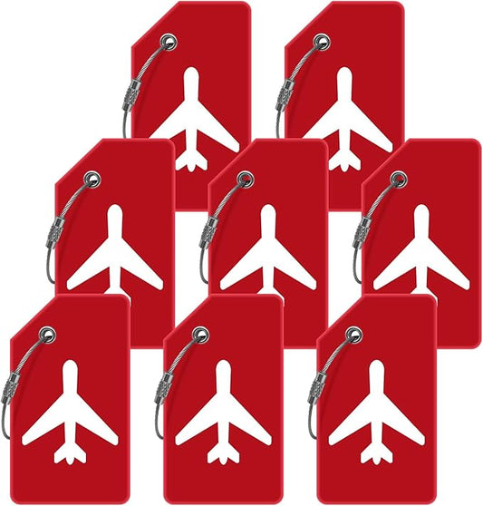 Luggage Tags for Suitcases, Quickly Spot 8Pcs Luggage Identifier Tags, Travel Essentials Accessories Name Tags for Backpacks, Suitcases, Travel Bags, Baggage, Cruise - Flexible Silicone (RED)