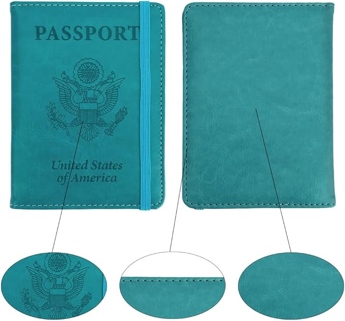 Passport Holder for Travel, Passport Holde Passport Cover Wallet Travel Passport Holders Must Haves for Women Men, PU Leather Passport Book Card Holder Case,Travelling Essentials, Green