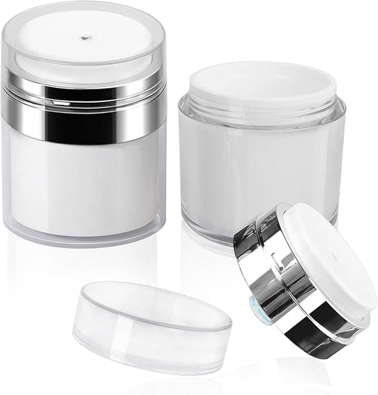 2Pack 100ml Airless Pump Jar - 3.5 Oz Moisturizer Pump Dispenser, Travel Lotion Container Vacuum Bottle for Skincare, Thick Moisturizer