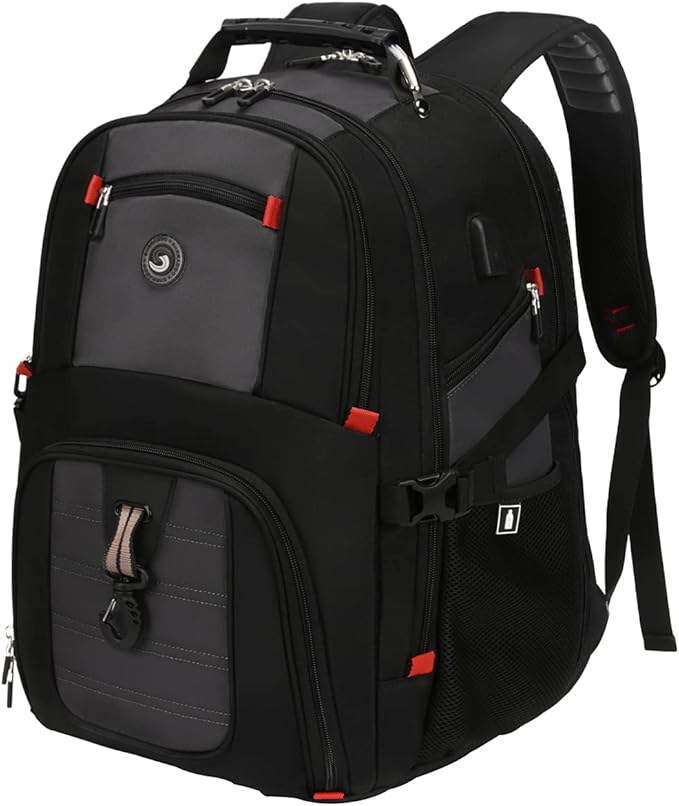 SHRRADOO Extra Large 50L Travel Laptop Backpack with combination lock, College High School Backpack Airline Approved Business Work Bag Fits 17 Inch Computer for Men Women