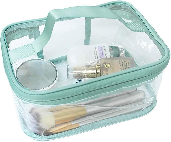 Toiletry Bag Makeup Cosmetic Clear Bag Portable Waterproof Transparent Travel Storage Green