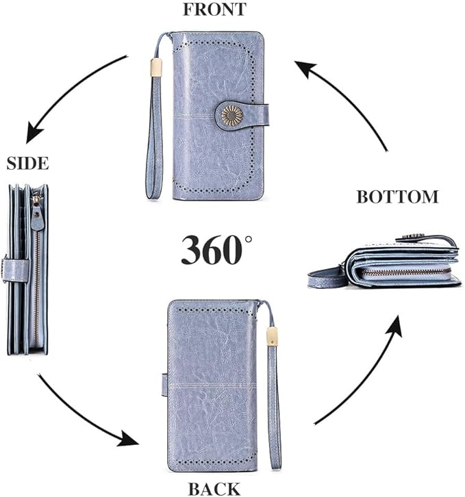 SENDEFN Wallets for Women Leather Credit Card Holder with RFID Blocking Large Capacity Wristlet | with RFID Blocking, Large Capacity, Wristlet, with RFID Blocking, Large Capacity, Wristlet