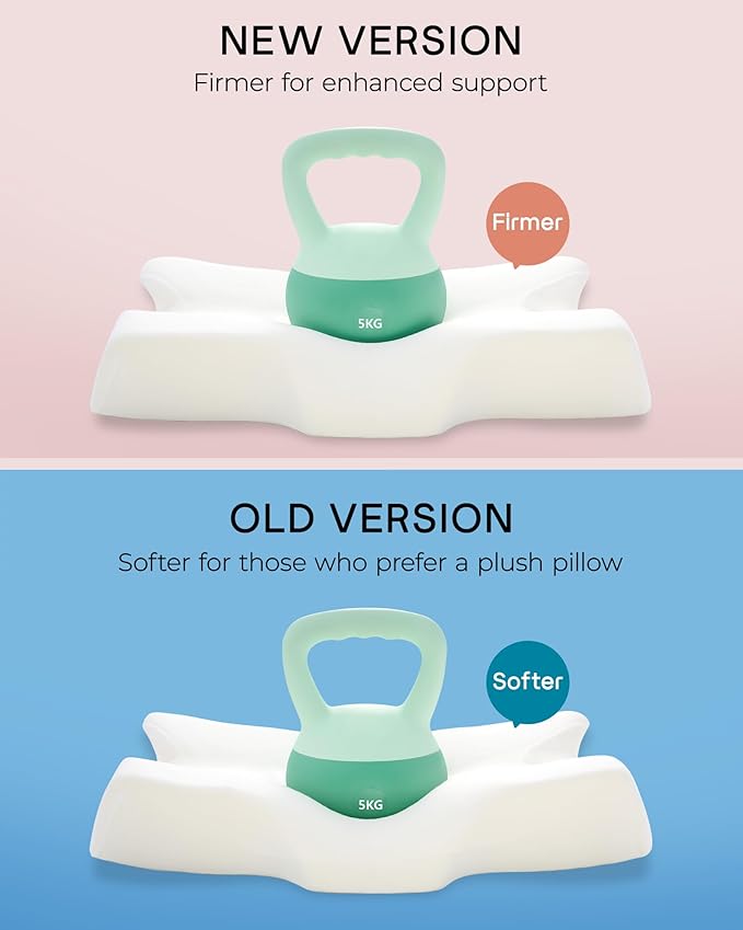 Elviros Cervical Memory Foam Pillows for Neck and Shoulder Pain, Neck Pillow for Sleeping, Side Sleeper Pillows for Adults, Ergonomic Orthopedic Sleeping for Back and Stomach Sleepers (Medium Firm)