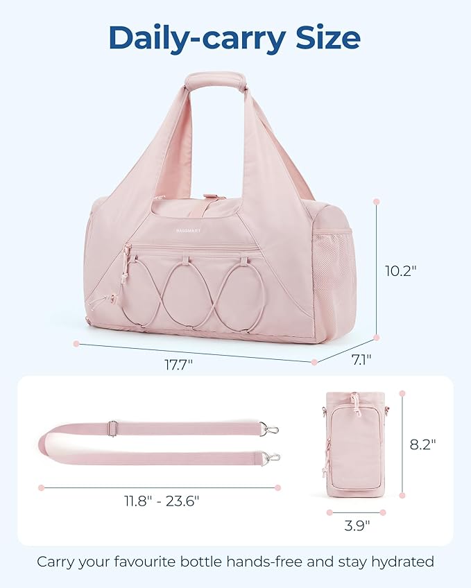 BAGSMART Gym Bag for Women, Lightweight Duffel with Shoe Compartment, Weekender with Wet Pocket, Workout Yoga Tote, Cream