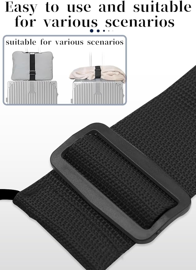 Luggage Straps Bag Bungee Luggage Straps Suitcase Adjustable Belt，Add a Bag Easy to Travel Suitcase Elastic Strap Belt Luggage Accessories(Black)