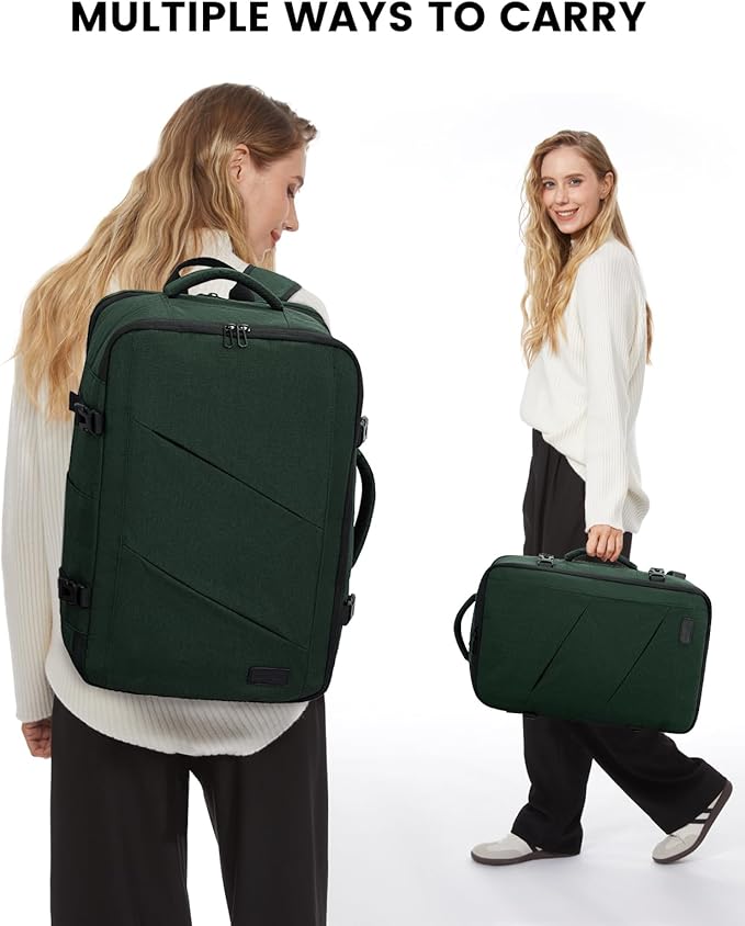 LOVEVOOK Carry on Travel Backpack, Large 40L for Men & Women Flight Approved with USB Charging Port&3 Packing Cubes, Large Suitcase Water Resistant Luggage Daypack Business Weekender Bag, Dark Green