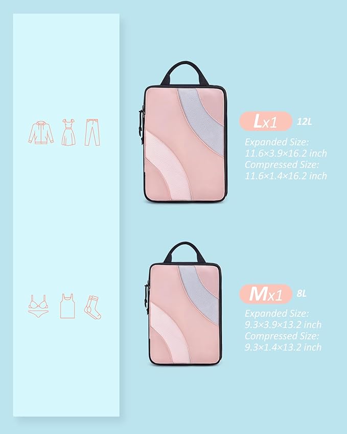 BAGSMART Compression Packing Cubes, 6 Set/4 Set/2 Set Travel Packing Cubes for Carry on Suitcases, Compression Suitcase Organizers Bag Set & Travel Cubes for Luggage, Lightweight Packing Organizers