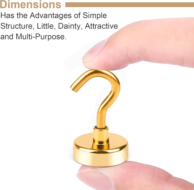 DIYMAG Magnetic Hooks Gold, 30Lbs Strong Heavy Duty Cruise Magnet S-Hook for Classroom, Fridge, Hanging, Cabins, Grill, Kitchen, Garage, Workplace and Office Etc, (20 Pack)