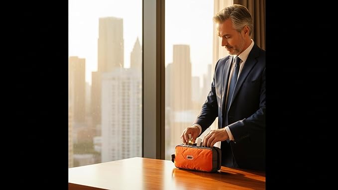 GOX Travel Toiletry Bag Dopp Kit Case for Men Multifunction Packing Organizer Pouch(Orange)