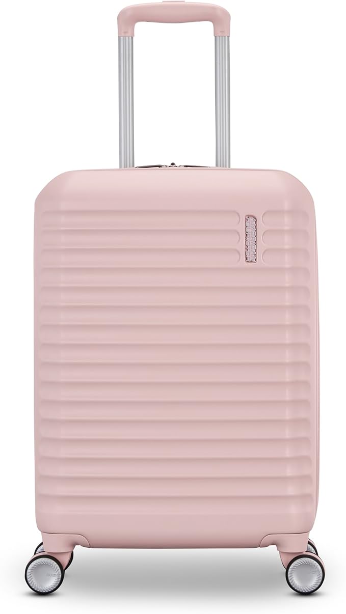 American Tourister Stratum 3.0 Carry-On Spinner, Airline Approved, Durable Hardside Luggage, Expands 1.5", RightHeight™ Adjustable Handle, Pink Blush