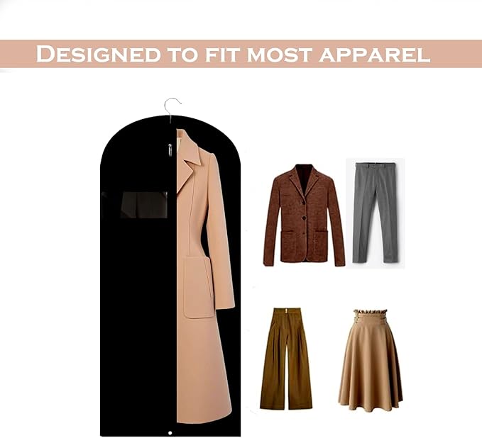 Travel Garment Bag Lightweight Water-Resistant Material Black Zipped Travel Suit Garment Bag For Carrying And Storing Outfits 43x23 Inch