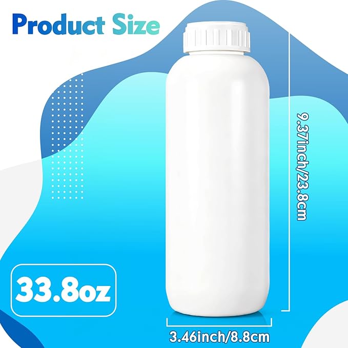 2Pack 34oz (1000ml) EVOH High Barrier Airtight Plastic Travel Bottles - Industrial-Grade Empty Containers with Lids & Caps, Leak Proof Storage for Bulk Chemicals, Lab Samples & Family Liquids