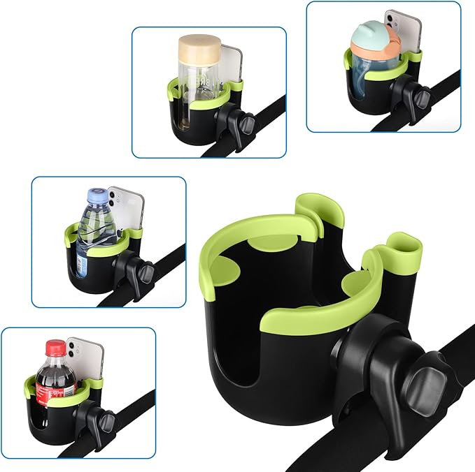 Accmor Stroller Cup Holder with Phone Holder, Bike Cup Holder, Universal Cup Holder for Uppababy Nuna Doona Strollers, 2-in-1 Cup Phone Holder for Stroller Bike Wheelchair Walker Accessory