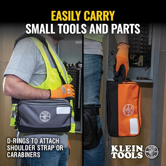 Klein Tools Tool Pouch, Dual Compartments, Heavy-Duty Tool Bag Organizer, Multipurpose Bag