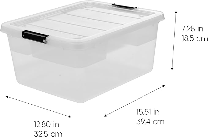 IRIS USA 6-Pack Clip Box with Latching Lids, 18 Quart Craft Storage Bins, Art & Writing Supply Containers for Home, Office & Classroom Organization