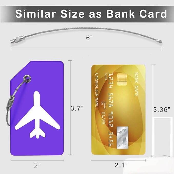 Luggage Tags for Suitcases, Quickly Spot 8Pcs Luggage Identifier Tags, Travel Essentials Accessories Name Tags for Backpacks, Suitcases, Travel Bags, Baggage, Cruise - Flexible Silicone (Purple)
