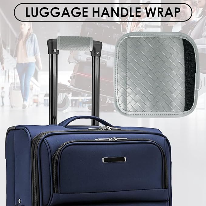 Leather Luggage Handle Wraps for Suitcase, 4 Pack Luggage Handle Cover Identifiers Tags Markers for Travel Accessories (Grey)