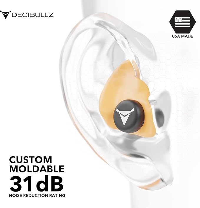 Decibullz - Custom Molded Earplugs, 31dB Highest NRR, Comfortable Hearing Protection for Shooting, Travel, Work and Concerts