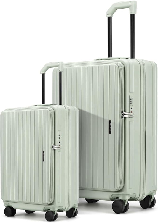 ROAMING Luggage Sets Hard shell Suitcase Top Opening Expandable with Spinner Wheels,Sturdy Large Suitcase Tsa Lock 20 Inch Carry on 28 Inch Checked Luggage,2-Piece Set (20/28) for Woman Men.Jade cyan
