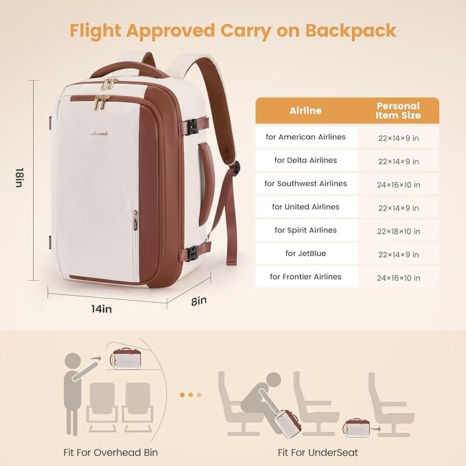 LOVEVOOK 40L Travel Backpack for Women,Carry on Luggage Backpack Flight Approved with 3 Packing Cubes,Waterproof Personal Item Travel Bag fits 17 Inch Laptop,Overnight Weekender Business Daypack