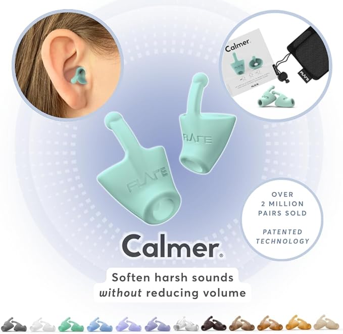 Flare Calmer | Ear Plugs Alternative | Daily Noise Relief | Sound Sensitivity | Stress Relief | No Muffling | Improve Wellbeing | Comfy, Reusable, Soft Silicone Earplugs | Original Mint