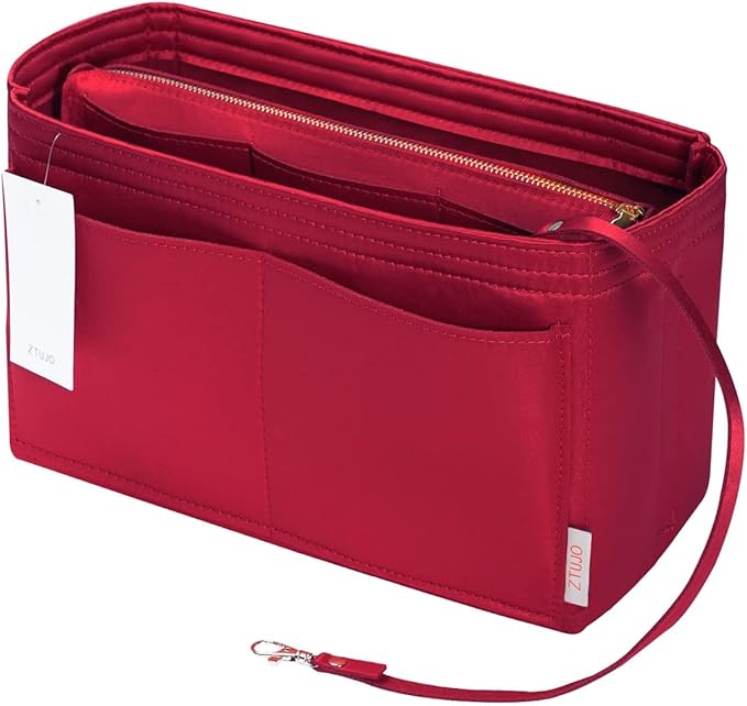 ZTUJO Purse Organizer Insert, Felt Bag Organizer with Metal Zipper, Handbag & Tote Shaper, For Speedy Neverfull Tote, 7 Sizes