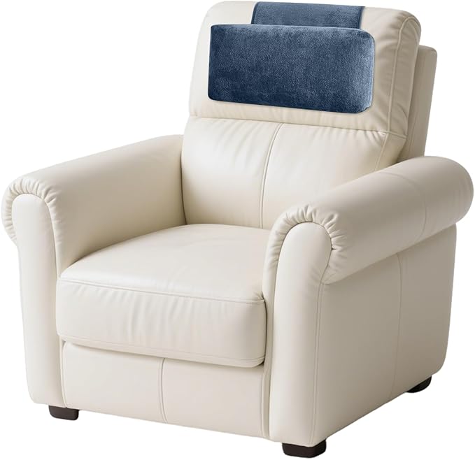 Recliner & Armchair Headrest Pillow - Non-Slip Velvet Cushion for Neck Support & Pain Relief, Navy
