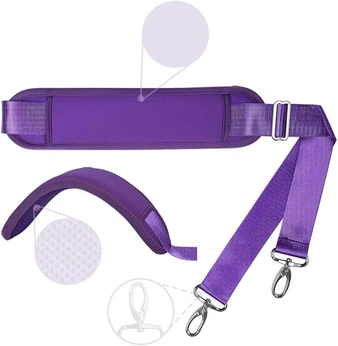 60 Inch Shoulder Strap with Removable Ultra-Thick Pad，Adjustable Buckles and Metal Hooks