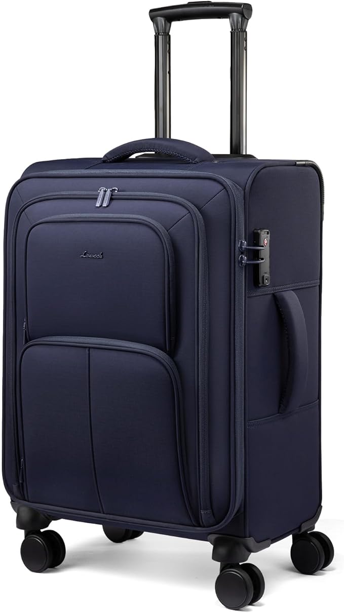 LOVEVOOK Medium Checked Luggage, 24 Inch Softside Suitcases with Spinner Wheels, Lightweight Suitcase with TSA Lock for Women Men, Large Luggage for Travel Business Trip