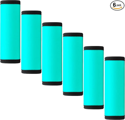 Luggage Handle Wrap 6 Pack-Neoprene Luggage Handle Wraps for Suitcase/Beach Bag/Backpacks Bright Suitcase Identifiers Travel Accessories for Airplane (Aqua)